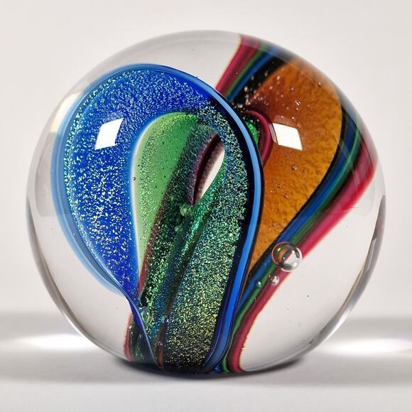 Glass Eye Studio Dichroic Infinity Paperweight Glitter Rainbow Seattle 3 inch - Picture 6 of 12